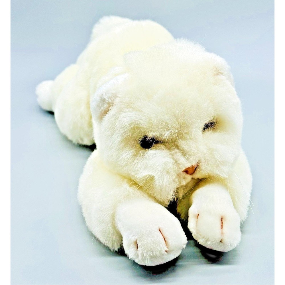 Polar Puff 24K White Persian Cat Plush Stuffed Animal 20 inch Bell Tail‎ 1985